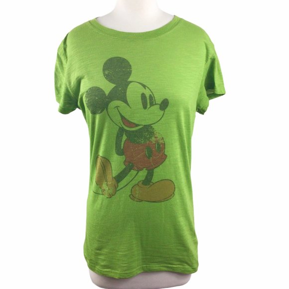Disney Tops - Disneyland Lime Green Faded Mickey Tee,  Size L